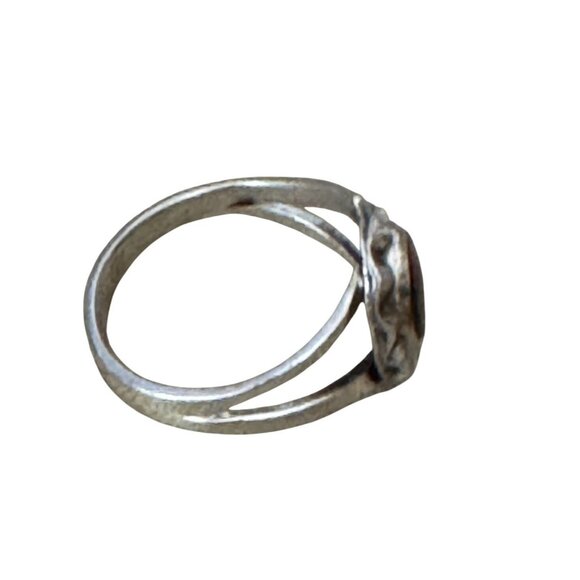 Cats Eye Carnelian Agate Sterling Silver Ring Size 6.5 Vintage Split Band Elegan - Picture 4 of 6